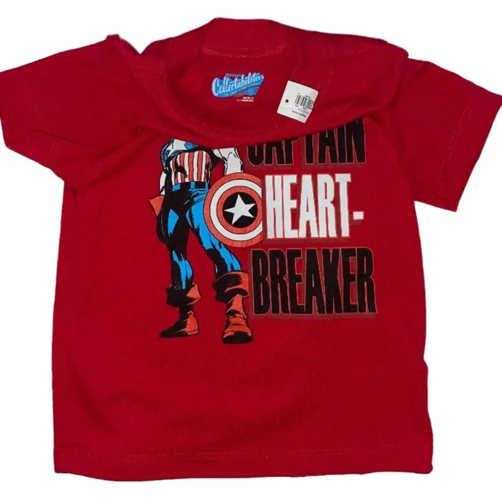 Kids Red Old Navy Captain America‎ Heartbreaker Graphic T Shirt Size 18-24months